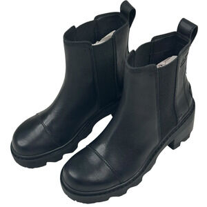 Sorel Joan Now Black Leather Waterproof Chelsea Boots Womens Size 7.5 New $190